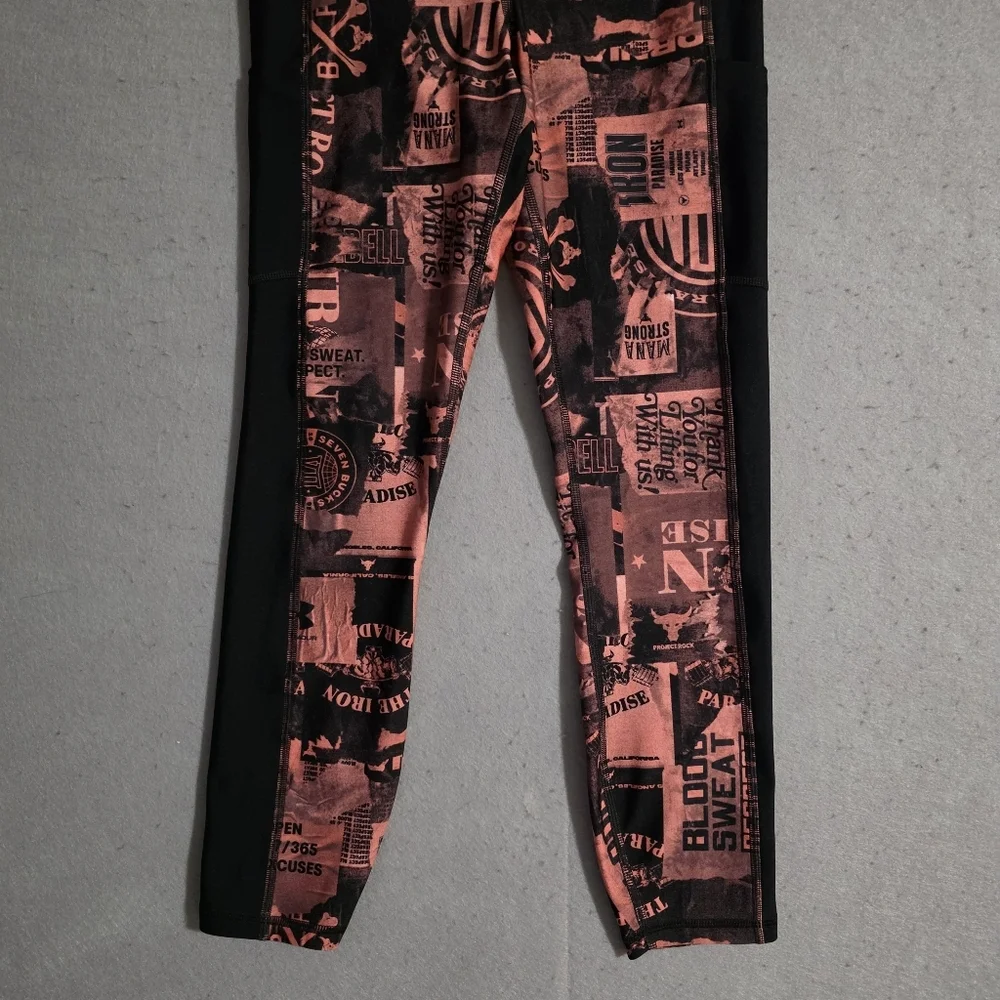 Under Armour Project Rock Womens HeatGear Print Ankle Leggings Size Medium